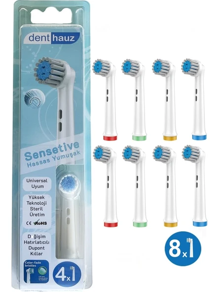 Rovexa Sensetive - Ekstra Yumuşak Oral B Şarjlı Diş Fırçası Yedek Başlığı - 8 Adet Yedek Başlık ürün görseli 1