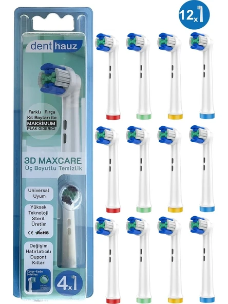 Rovexa 3D Maxcare - 3 Boyutlu Temiizlik Oral B Şarjlı Diş Fırçası Yedek Başlığı - 12 Adet Yedek Başlık ürün görseli 1