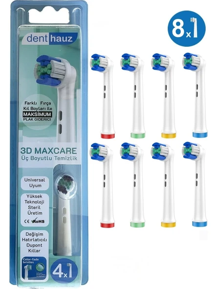 Rovexa 3D Maxcare - 3 Boyutlu Temiizlik Oral B Şarjlı Diş Fırçası Yedek Başlığı - 8 Adet Yedek Başlık ürün görseli 1
