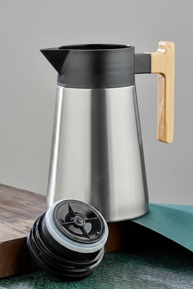 COOKER 1,5 LİTRE ÇELİK TERMOS BAMBU SAPLI ürün görseli 1