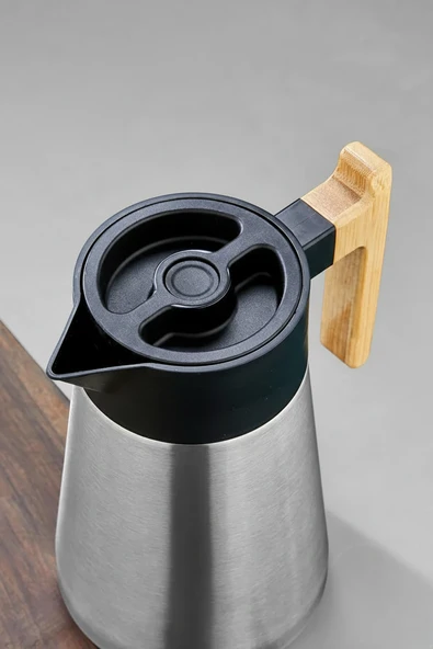 COOKER 1,5 LİTRE ÇELİK TERMOS BAMBU SAPLI - Resim 4