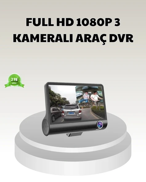 Araç Dvr Kamerası 3’lü 170° Geniş Açılı Full Hd Ve Park Destekli ürün görseli 1