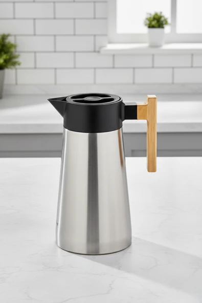 COOKER 2,0 LİTRE ÇELİK TERMOS BAMBU SAPLI ürün görseli 1