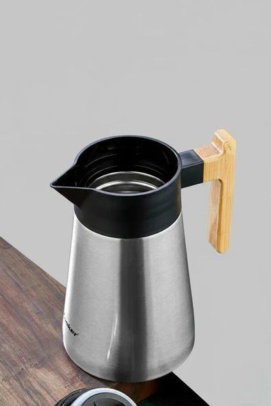 COOKER 1,5 LİTRE ÇELİK TERMOS BAMBU SAPLI - Resim 3