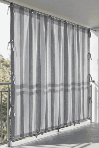 CEYLAN Home 4 Tarafı Kuş Gözlü Bahçe Brandası | Dış Mekan Balkon, Garaj ve Teras Perdesi – Gri Gri ürün görseli 1