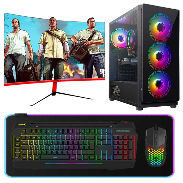 Turbox Tx3976 i7 4770 16GB Ram 512GB NVMe 4GB GTX750Ti GDDR5 27 inç Curved RGB Sistem Oem Paket ürün görseli 1