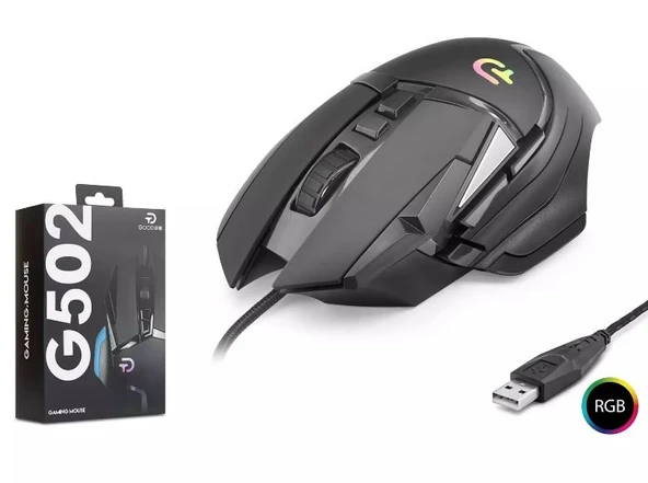 Nodar G502 Gaming Mouse Kablolu 7200 Dpi 6 Tuş Rgb Oyuncu Mouse Siyah ürün görseli 1