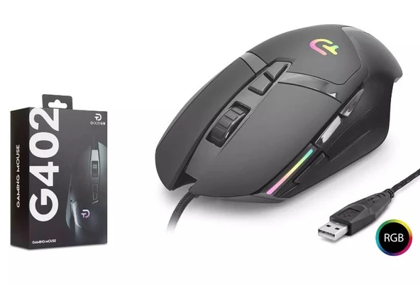 Nodar G402 Gaming Mouse Kablolu 7200 Dpi 7 Tuş 1000Hz Rgb Oyuncu Mouse Siyah ürün görseli 1