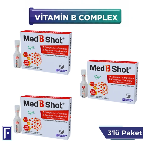 B12 Kompleks Vit. (METİLKOBALAMİN) ,B1 ,B2,B3,B5,B6,B1 ,Biotin ,L Karnitin 3'lü Avantaj ürün görseli 1