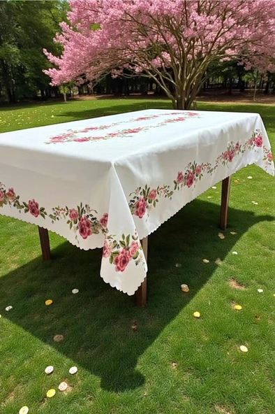 Gülzar Dertsiz Masa Örtüsü 150x150 cm Beyaz ürün görseli 1
