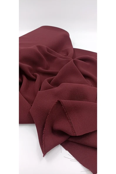 Bursa Kumaş Bordo Dökümlü Krep Kumaş - Resim 4