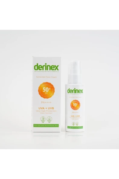 Derinex Güneş Koruyucu Yüz Kremi Spf 50+ Yağlı ve Akneli Ciltler 50ml ürün görseli 1