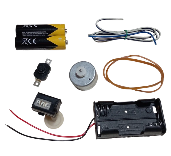 Mini Mekanik Sayaç Numaratör Kasnak Lastik DC Motor Pil Anahtar Öğrenci Hobi Deney Seti ürün görseli 1