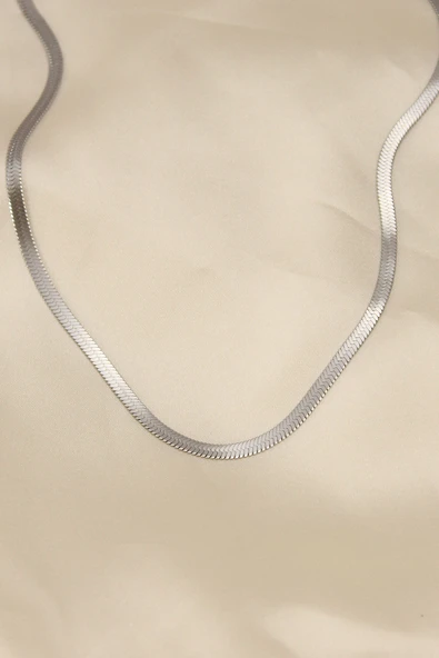 Silver Renk 45 Cm İtalyan Zincirli Kadın Kolye (316L Çelik) ürün görseli 1