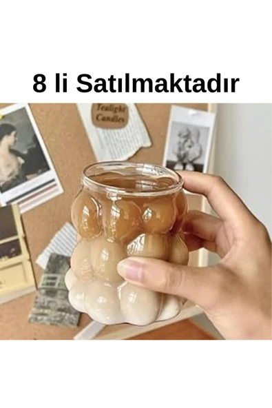 8'li Isıya Dayanıklı Borosilikat Boncuk Şekilli Bardak | Kahve Ve Sunum Bardağı ürün görseli 1
