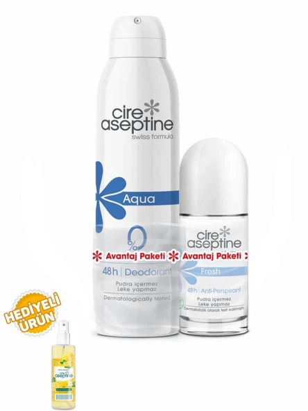 Cire Aseptine Aqua Deodorant 150Ml+Fresh Rollon 60Ml Avantaj Paketi ürün görseli 1