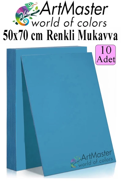 Mavi Renkli Mukavva 50x70 cm 10 Adet 1 Paket Renkli Sert Karton 1.0 mm Anasınıfı Hobi Etkinlik Okul Öncesi Elişi ürün görseli 1