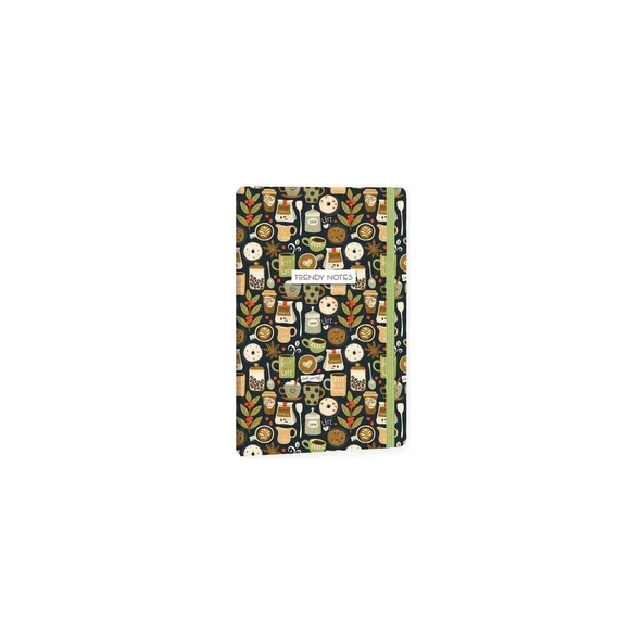 Keskin Color Trendy Notes 13X21 Sert Kapak Defter 80 Yaprak Çizgili Coffee Time Yeşil ürün görseli 1