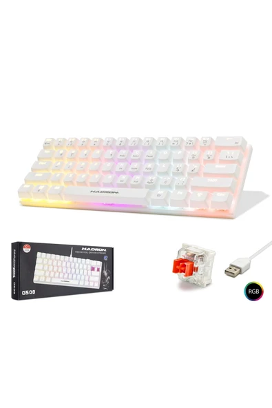 Hadron G508R Kablolu Oyuncu Mini Klavye Mekanik Red Switch Rgb Q Beyaz ürün görseli 1