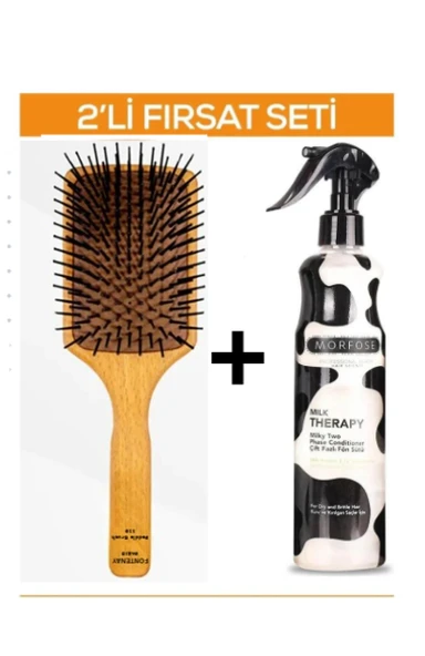 Fontenay Profesyonel Saç Açma Fırçası 119 Paddle Brush + Milk Therapy Fön Sütü 400 ml 2'li Set ürün görseli 1