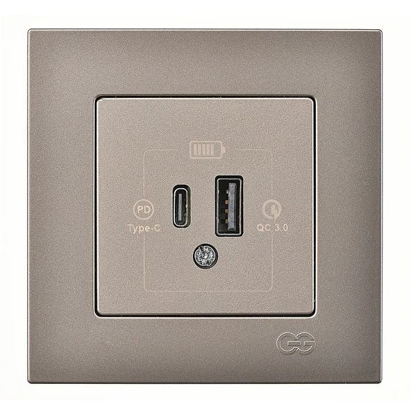 Günsan Eqona Mocha Şarj Prizi 20W QC3.0 PD Type-C + USB Çift Çıkışlı ürün görseli 1