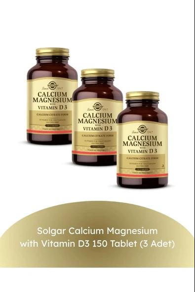 Solgar Calcium Magnesium Vitamin D3 150 Tablet 3 Adet ürün görseli 1