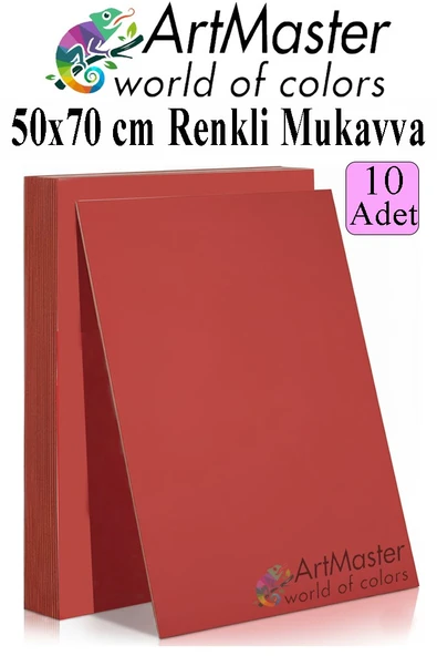 Kırmızı Renkli Mukavva 50x70 cm 10 Adet 1 Paket Renkli Sert Karton 1.0 mm Anasınıfı Hobi Etkinlik Okul Öncesi Elişi ürün görseli 1