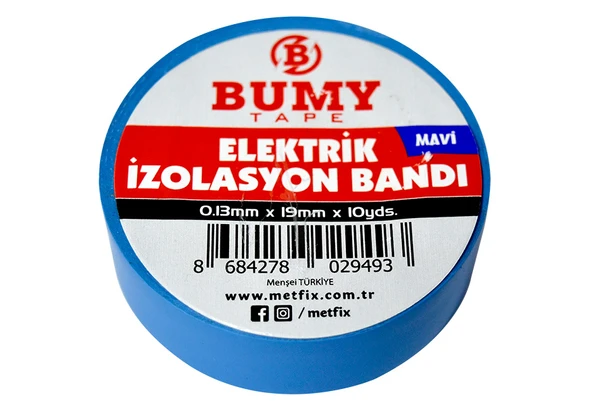 Bumy Elektrik Bandı 0.13mm x 19mm x 10 Yds Mavi ürün görseli 1