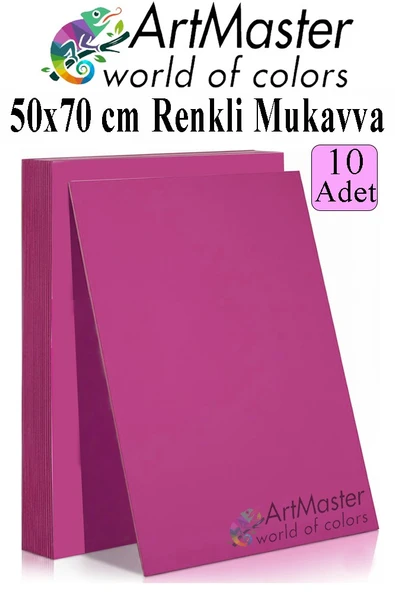 Pembe Renkli Mukavva 50x70 cm 10 Adet 1 Paket Renkli Sert Karton 1.0 mm Anasınıfı Hobi Etkinlik Okul Öncesi Elişi ürün görseli 1
