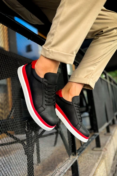 MN979 - Santoni GBT Spor Erkek Ayakkabı SIYAH/KIRMIZI ürün görseli 1