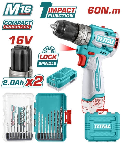 TOTAL AVANTAJ SET - 16V DARBELİ MATKAP VE UÇSETİ TOSLI241199E ürün görseli 1