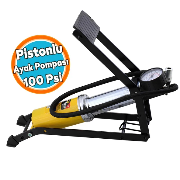 Kalın Pistonlu Ayak Tipi Pompa Tekli Teker Araç Bisiklet Top Bot Lastik Şambrel Şişirme Pompası ürün görseli 1