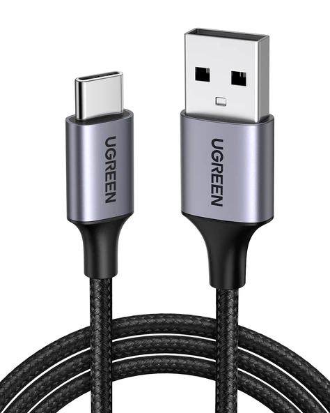 UGREEN USB-C - USB-A 3A QC Örgülü Hızlı Şarj Kablosu, 1.5 m, Siyah, 60127 ürün görseli 1