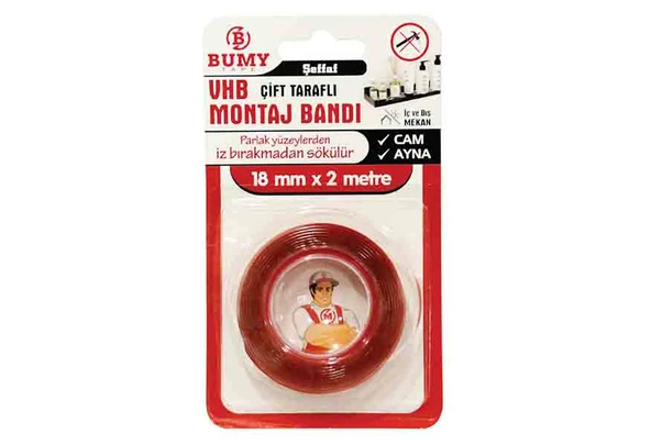 Bumy VHB Montaj Bandı 18 mm x 2mt Şeffaf ürün görseli 1