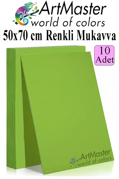 Yeşil Renkli Mukavva 50x70 cm 10 Adet 1 Paket Renkli Sert Karton 1.0 mm Anasınıfı Hobi Etkinlik Okul Öncesi Elişi ürün görseli 1