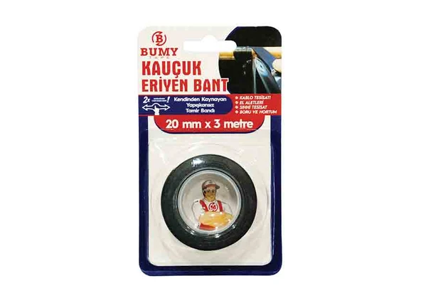 Bumy Kauçuk Eriyen Bant Siyah Gerdir Sar 20 mm X 3mt ürün görseli 1