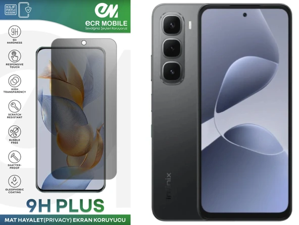 Infinix Hot 60i 4G ile Uyumlu Mat Hayalet (Privacy) 9H Kırılmaz Nano Ekran Koruyucu ürün görseli 1