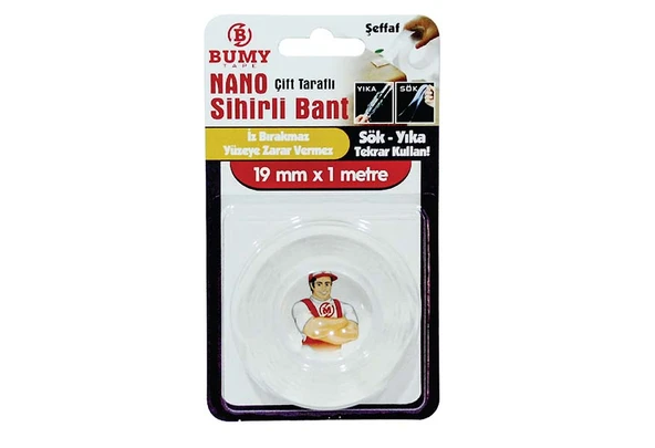 Bumy Nano Sihirli Bant 19mm x 1mt Şeffaf ürün görseli 1