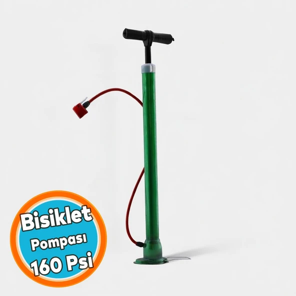 Bisiklet Pompası El Tipi Ayak Tutamaklı Standart Plastik Başlıklı ve Uçlu Metal Taban Borulu ürün görseli 1