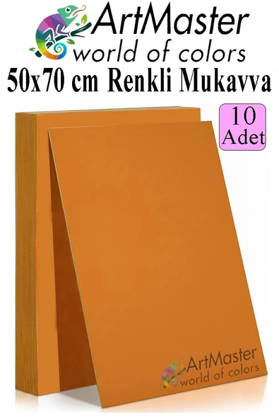 Turuncu Renkli Mukavva 50x70 cm 10 Adet 1 Paket Renkli Sert Karton 1.0 mm Anasınıfı Hobi Etkinlik Okul Öncesi Elişi ürün görseli 1