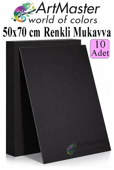 Siyah Renkli Mukavva 50x70 cm 10 Adet 1 Paket Renkli Sert Karton 1.0 mm Anasınıfı Hobi Etkinlik Okul Öncesi Elişi ürün görseli 1
