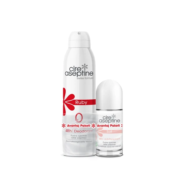 CİRE ASEPTİN RUBY DEODORANT 150ML + SOFT ROLL ON 50ML ürün görseli 1
