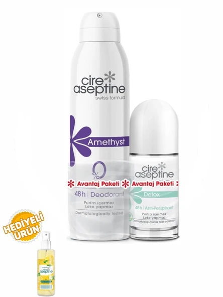 Cire Aseptine Amethyst Deodorant 150Ml+Detox Rollon 60Ml Avantaj Paketi ürün görseli 1