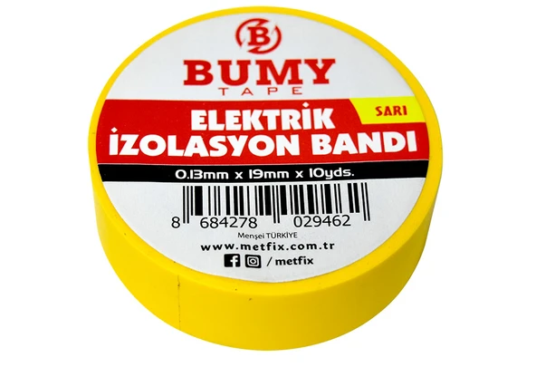 Bumy Elektrik Bandı 0.13mm x 19mm x 10 Yds Sarı ürün görseli 1