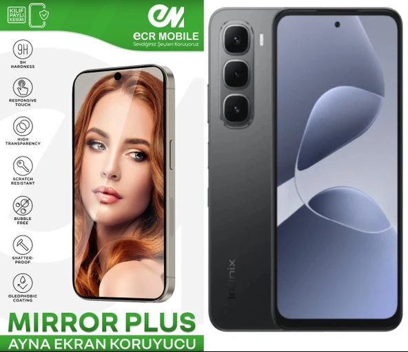 Infinix Hot 60i 4G ile Uyumlu Ayna (Mirror) 9H Kırılmaz Nano Ekran Koruyucu | Ekran Kapalıyken Ayna ürün görseli 1