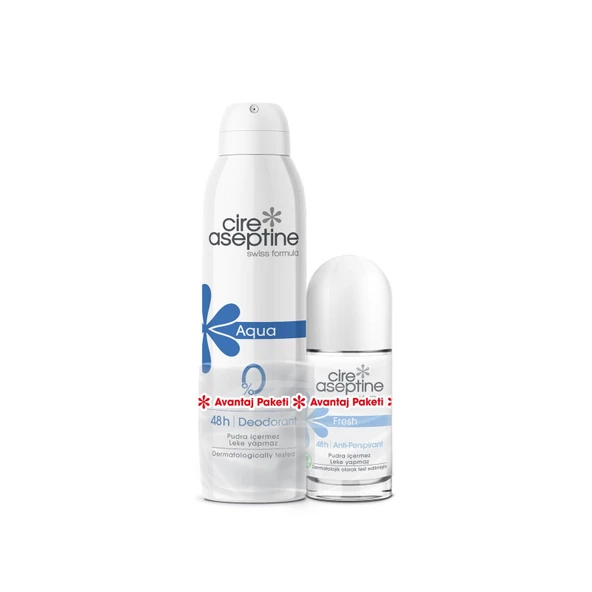 CİRE ASEPTİNE AQUA DEODORANT 150ML + FRESH ROLL ON 50ML ürün görseli 1