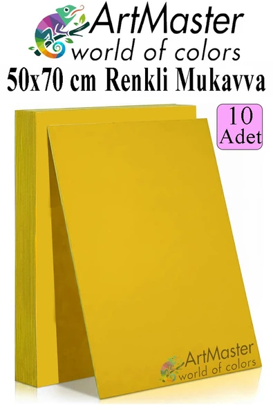Sarı Renkli Mukavva 50x70 cm 10 Adet 1 Paket Renkli Sert Karton 1.0 mm Anasınıfı Hobi Etkinlik Okul Öncesi Elişi ürün görseli 1