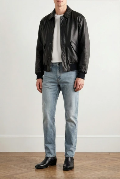 Erkek Slim Fit Likralı Esnek Mavi Jean Pantolon ürün görseli 1