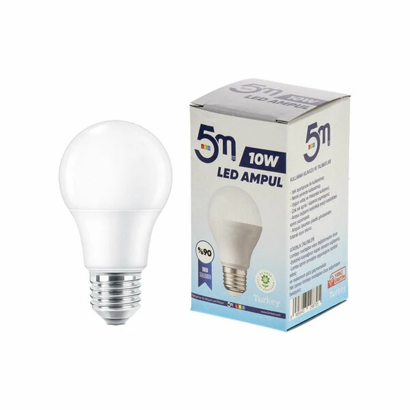 5M Led Ampül 10W E27 3699 8705 6500K Beyaz Işık 5 Adet ürün görseli 1