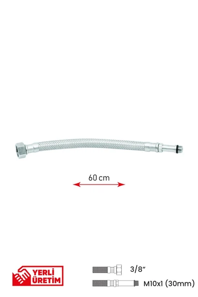 Gama Paslanmaz Çelik Flex Hortum 3/8 - M10x1 Uzun Uç 30 mm Batarya Hortumu 60 cm ürün görseli 1